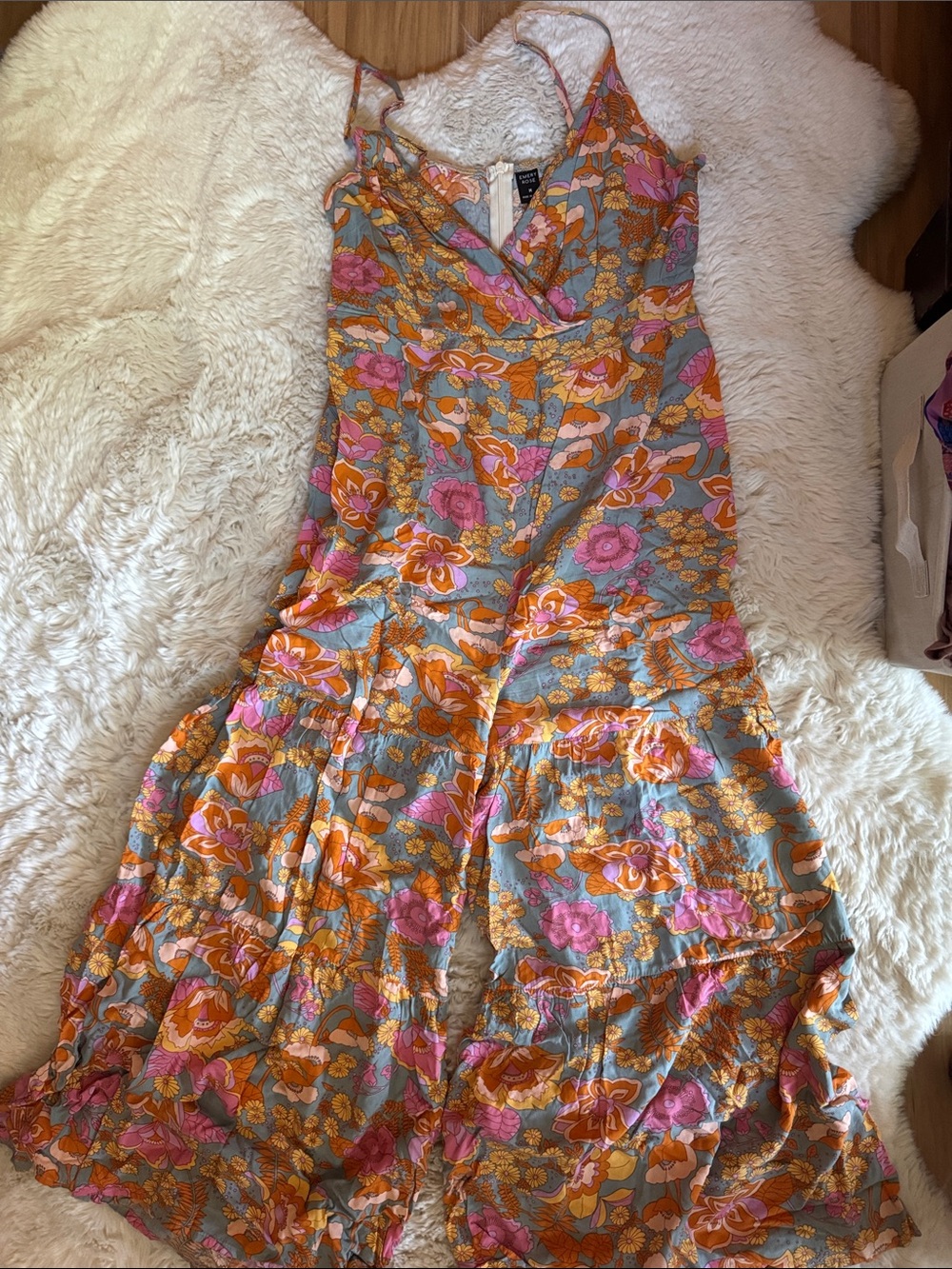 Floral Wide-Leg Jumpsuit in Light Blue and Pink - Picture 5 of 5